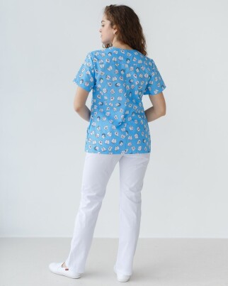 Медицинский костюм с принтом женский Топаз Dentist blue/white 137-324-776 (6613278) фото 2