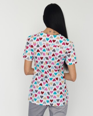 Medical Women's Shirt Topaz Print Hearts White 126-484-705 (6613534) фото 3