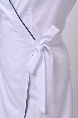 Dressing gown Venice. COTTON. White + navy blue (trim) (544765) фото 7