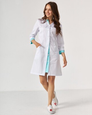 Medical gown women's Olivia buttoned white-menthol 159-464-677 (6613593) фото 2