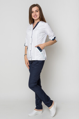 Christina+Br. skinny suit. COTTON. White / navy blue (5410107) фото 10