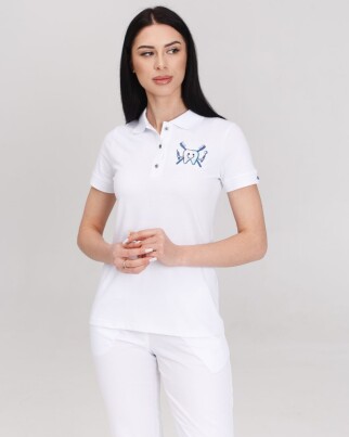 Medical polo for women white embroidered Zubik 147-324-636 (6613392) фото 5