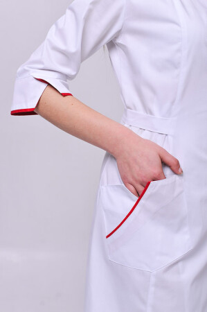Dressing gown Venice. COTTON. White + red (trim) (544764) фото 5