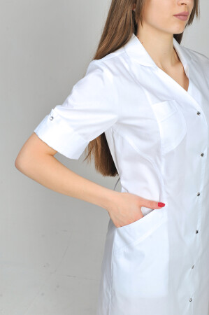Magnolia dressing gown. COTTON. White + stone (button) (544775) фото 4