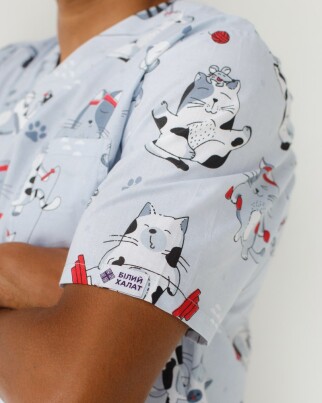 Medical suit with print men's Granite sport cats marsala/gray 130-326-770 (6613690) фото 5