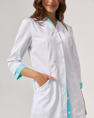 Medical gown women's Olivia buttoned white-menthol 159-464-677 (6613593) фото 7