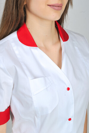 Magnolia dressing gown. COTTON. White + red (trim) (544776) фото 6