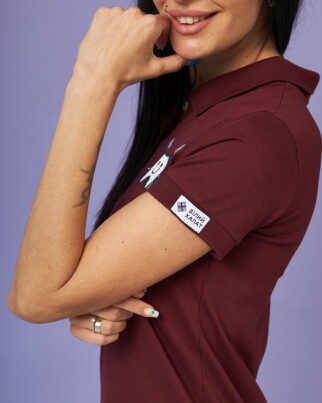 Медицинское поло женское вишневое с вышивкой Зубик 147-416-636 (6613411) фото 4