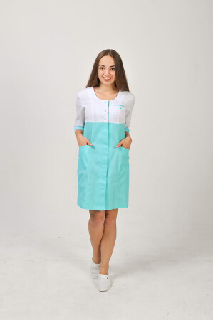 Халат медицинский Фламинго. COTTON. Белый / ментол (544787) фото 1