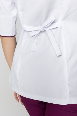 Костюм медицинский Кристина+Бр. зауженные. COTTON. Белый / баклажан (5410101) фото 15