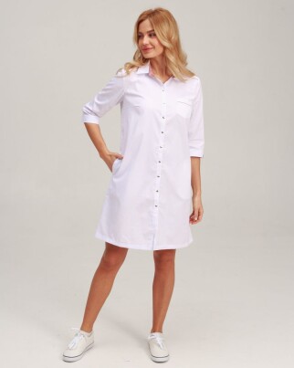 Medical gown women's Manhattan white with ash pink 157-481-679 (6613599) фото 1