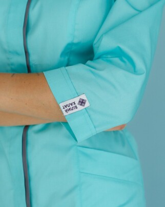 Медицинская рубашка женская Сакура мятный-серый  184-356-679 / 311-356-679 (6613504) фото 3