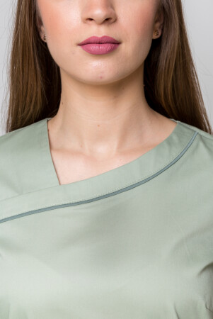 Медицинский костюм Моник+ Бр. зауженные. COTTON. Фисташка + олива (кант) (5410158) фото 12