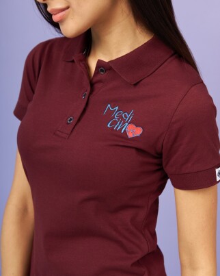 Medical polo for women cherry with embroidery Medicine 147-416-637 (6613410) фото 2