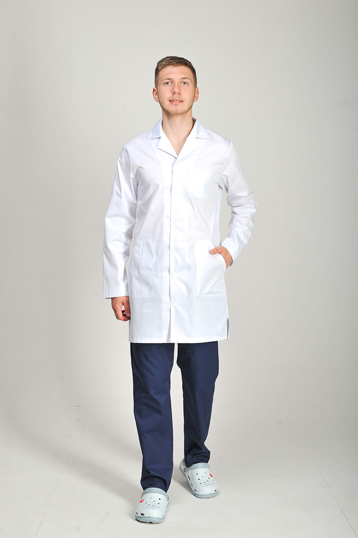 Men's medical white coat Classic, long sleeve (544818) фото 1