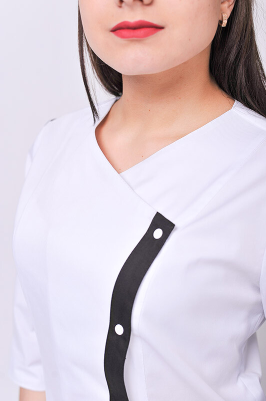Костюм медицинский Клеопатра+ Бр. зауженные. COTTON. Белый / черный (544637) фото 3
