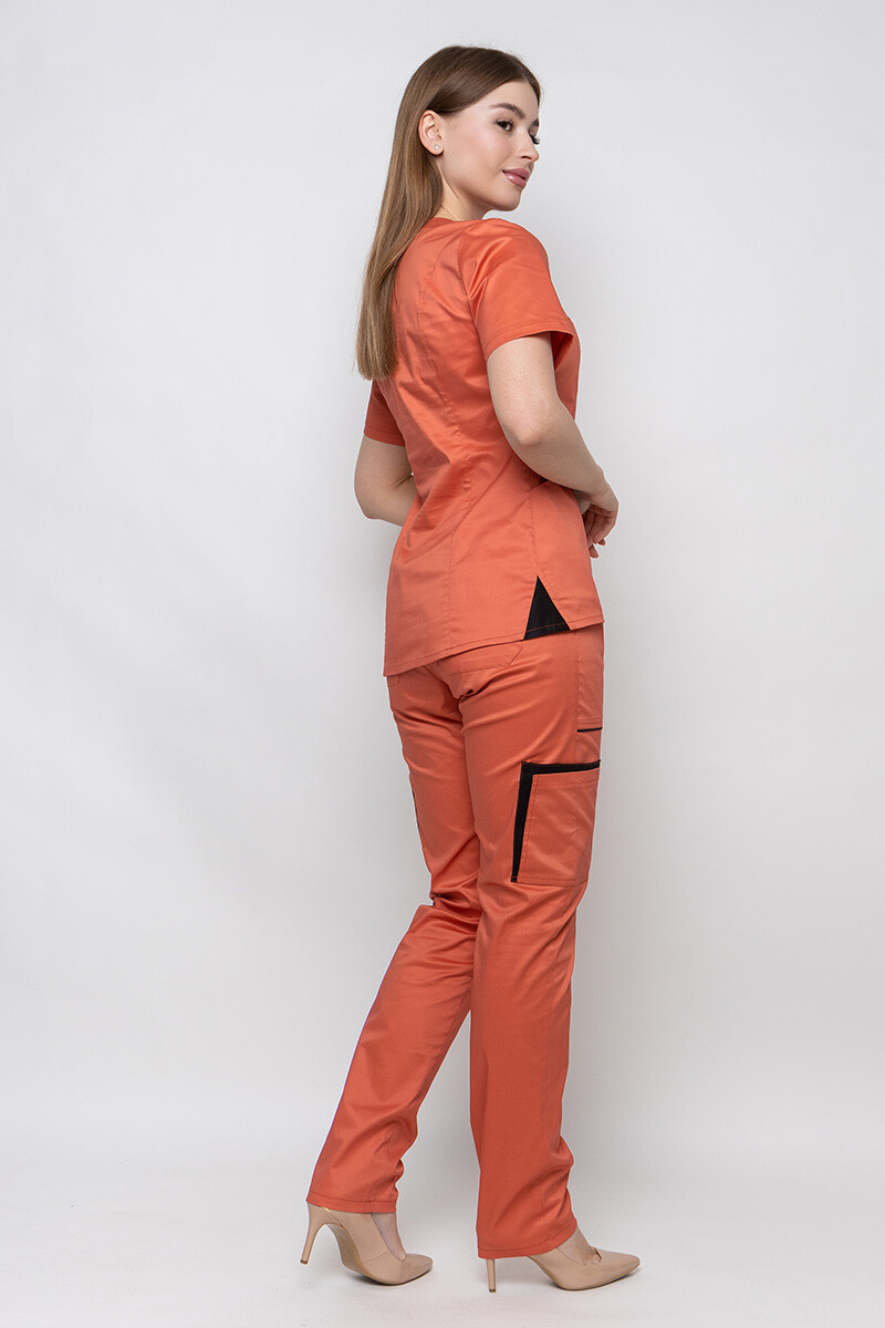 Medical suit Emily-stretch, female. Terracotta (5436925) фото 3