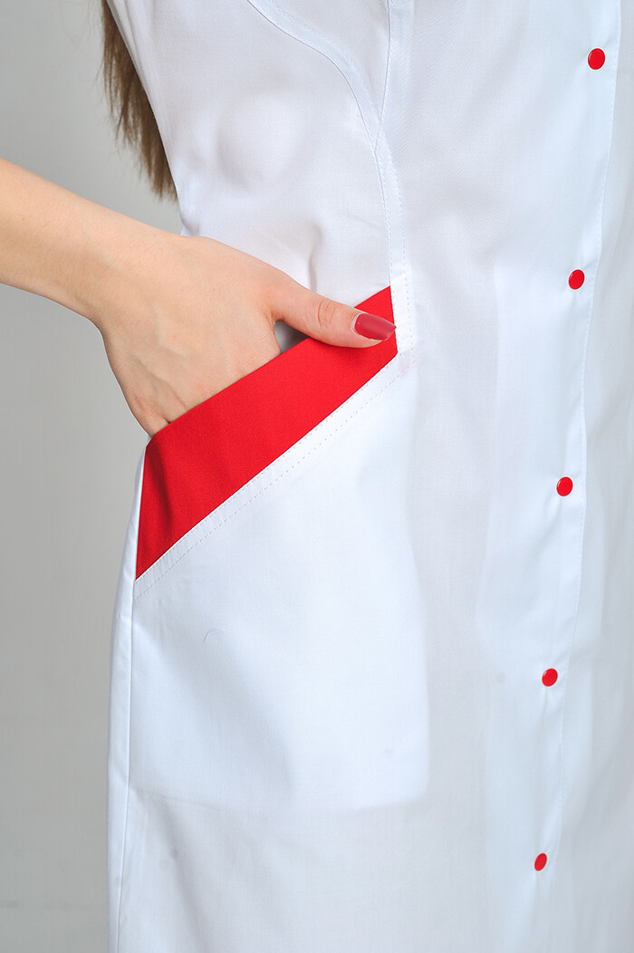 Magnolia dressing gown. COTTON. White + red (trim) (544776) фото 7