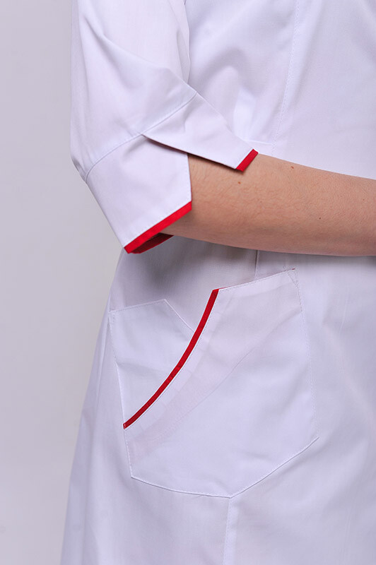 Dressing gown Venice. COTTON. White + red (trim) (544764) фото 9