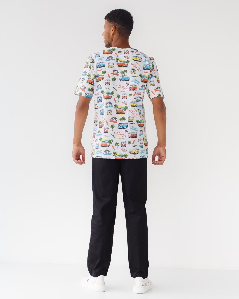 Медичний костюм із принтом чоловічий Граніт Літній вайб чорний/білий 131-321-813 (6613728) фото 3