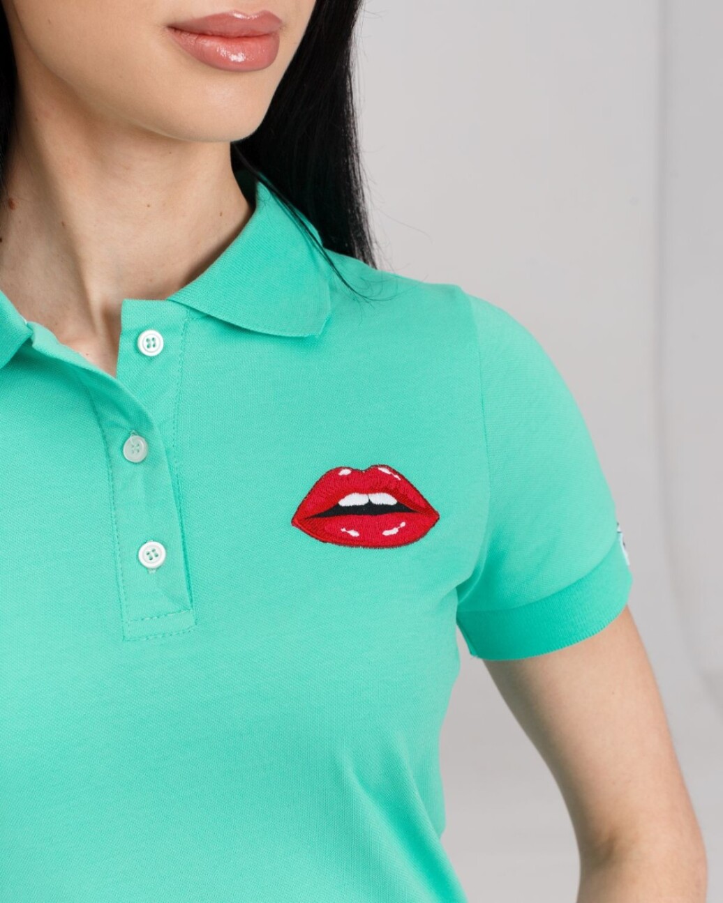 Medical Polo for women menthol with embroidered Lips 147-441-635 (6613406) фото 5