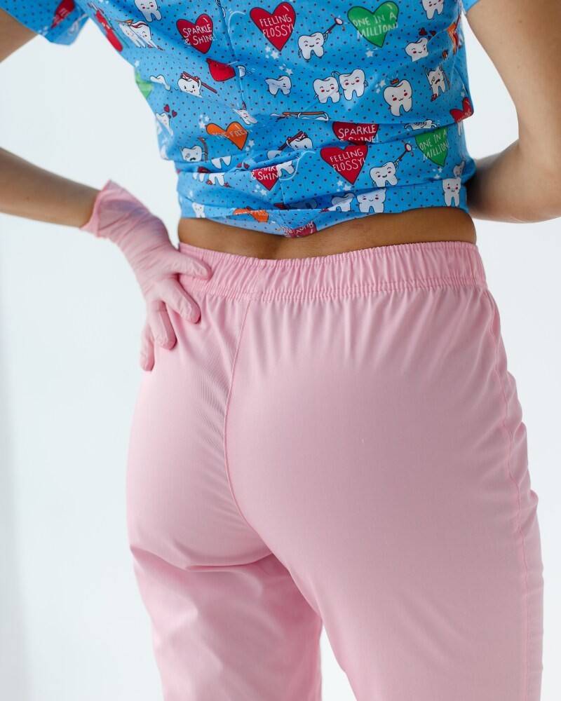 Медицинский костюм с принтом женский Топаз Teeth blue/pink 138-376-619 (6613251) фото 7