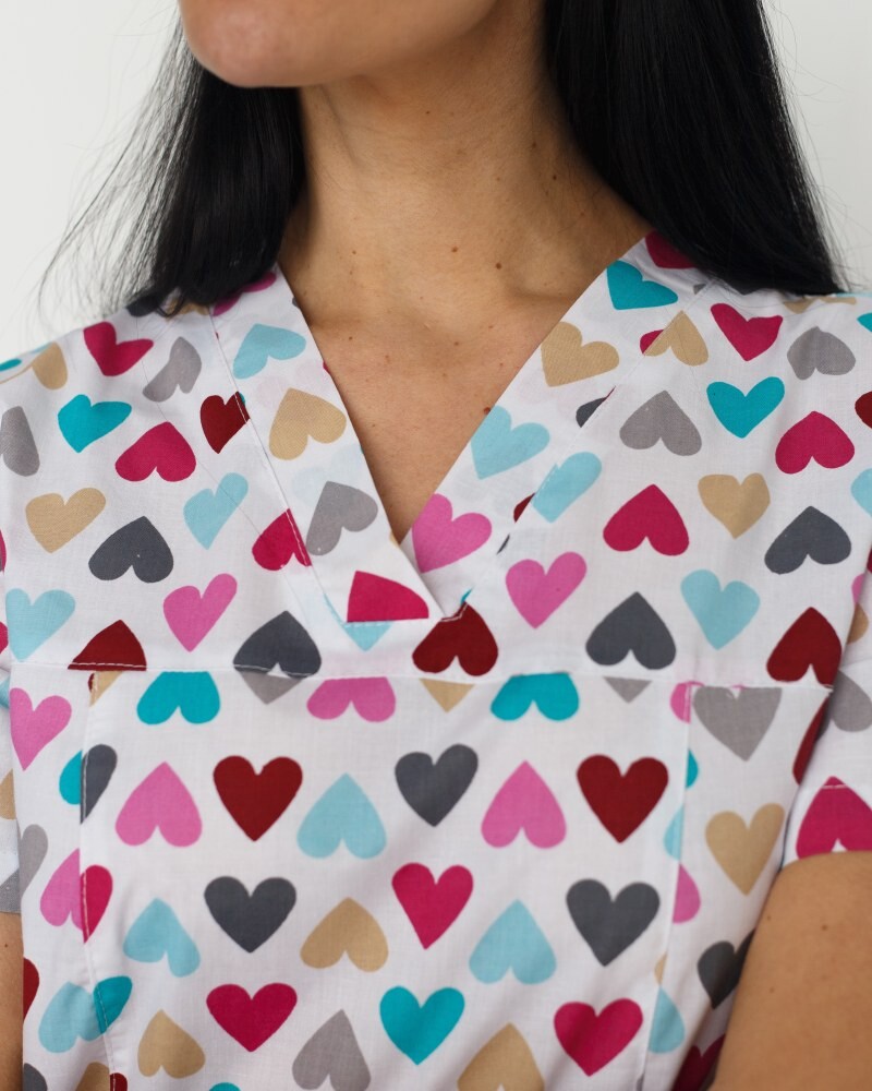 Medical Women's Shirt Topaz Print Hearts White 126-484-705 (6613534) фото 4