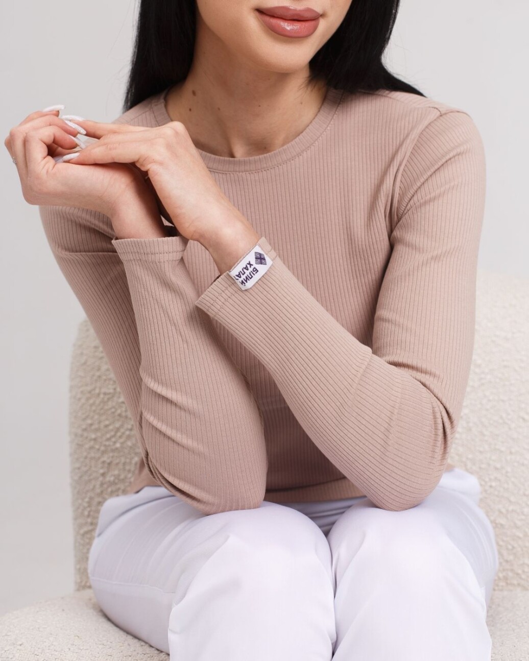 Medical longsleeve in women's mocha welt 392-421-901 (6613459) фото 4