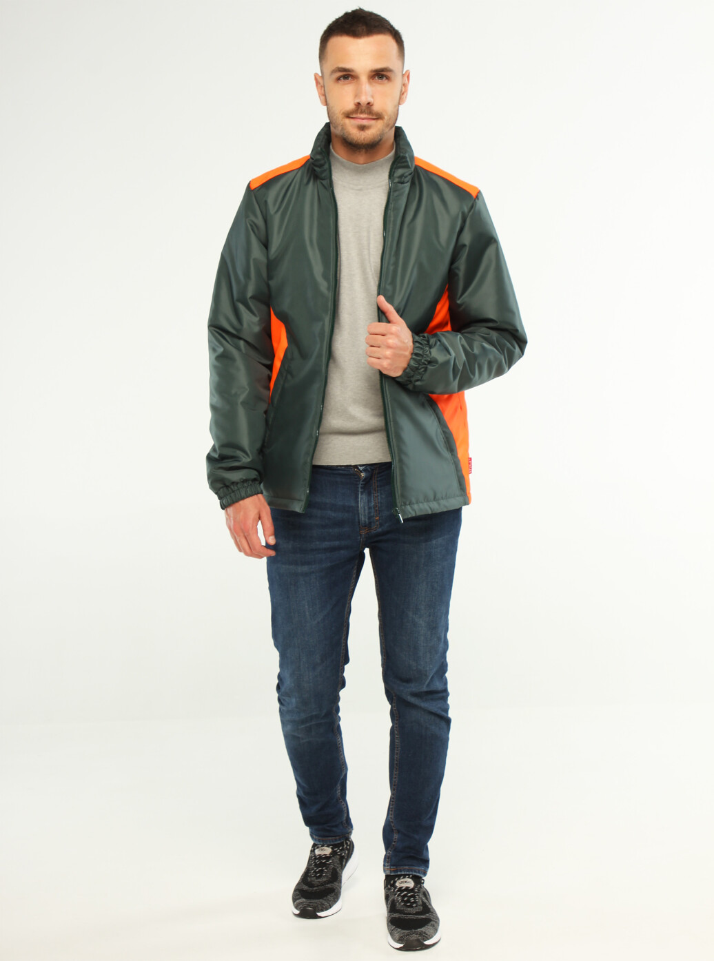 Demi-season jacket - green with orange (180027) фото 4
