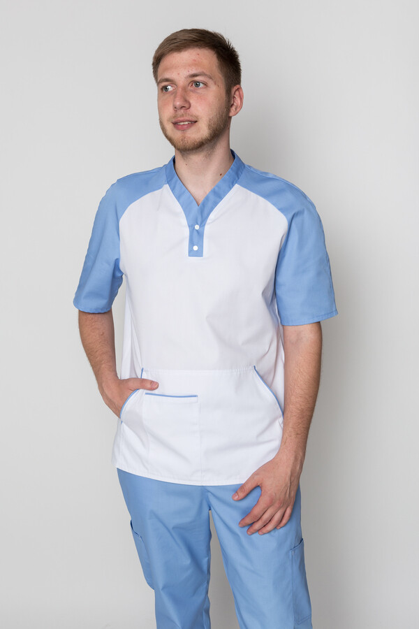 Medical suit for men Practitioner. White / blue (5410018) фото 8