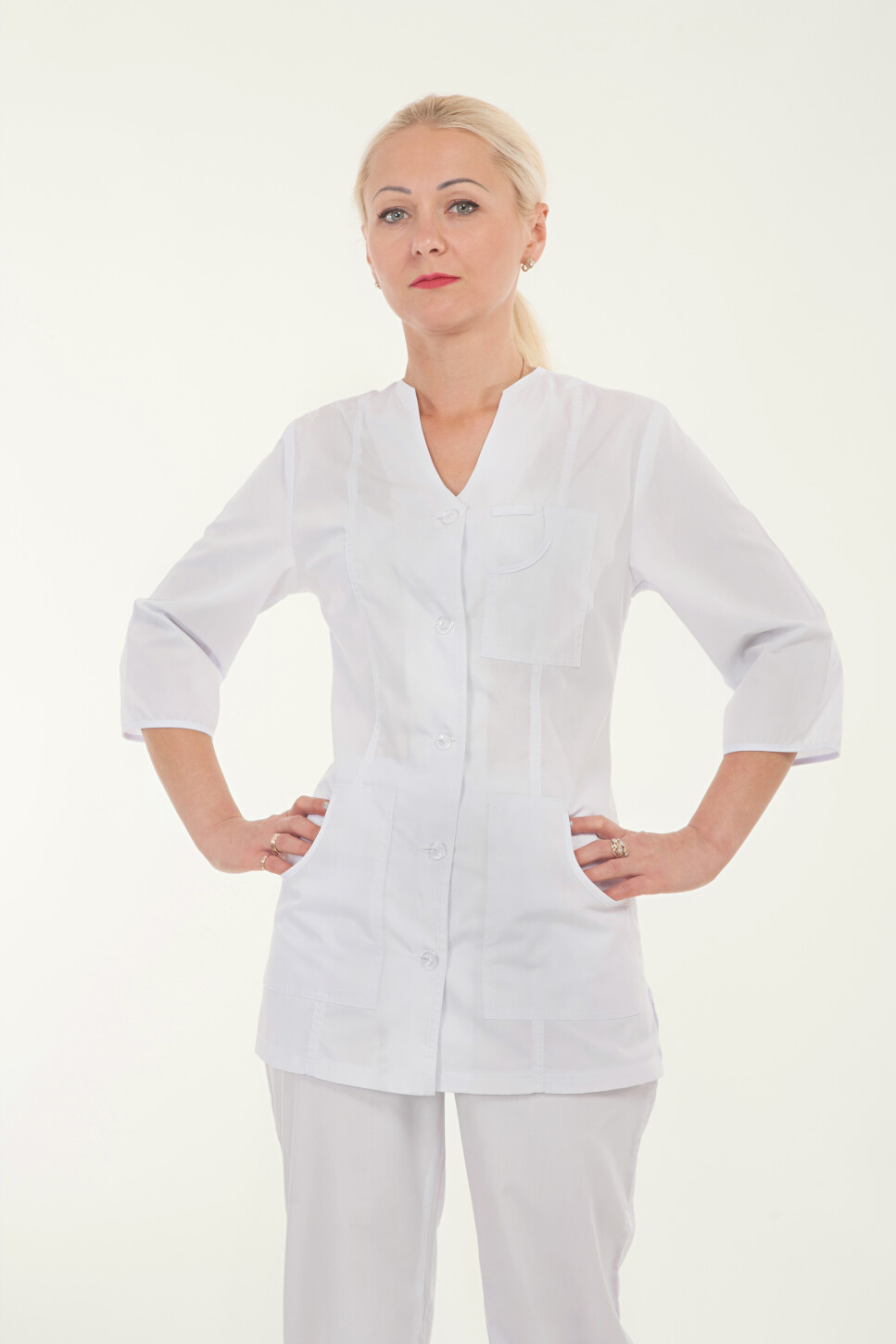 Women's white medical suit "Mod.2242" (220528) фото 1