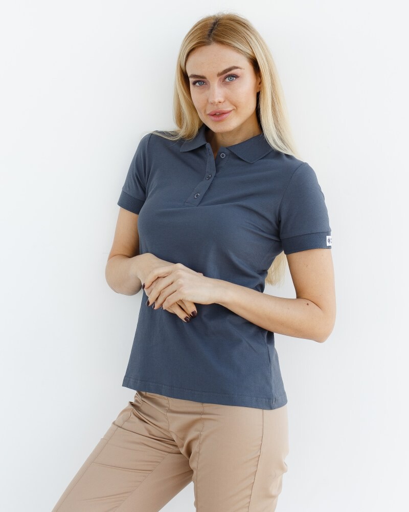 Medical polo for women dark grey 147-408-677 (6613401) фото 5
