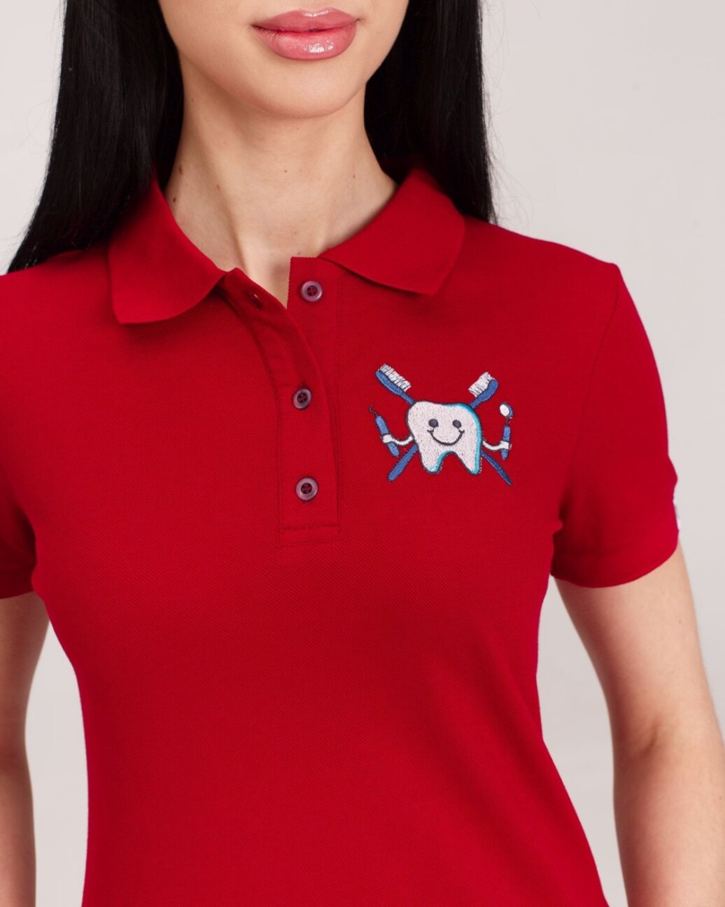 Medical polo for women burgundy with embroidery Zubik 147-349-636 (6613390) фото 3