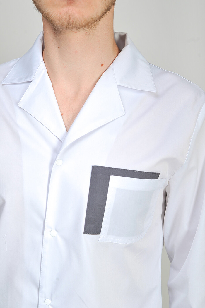 Medical gown for men Classic white / asphalt (544828) фото 4