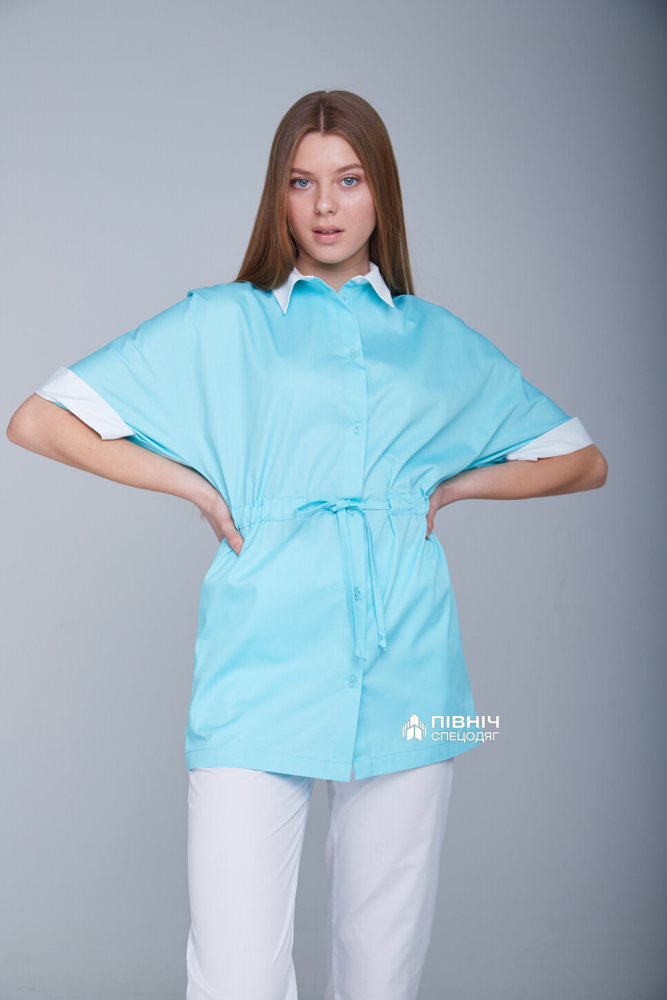 Women's medical blouse "Daria" cornflower-blue (3399130) фото 5