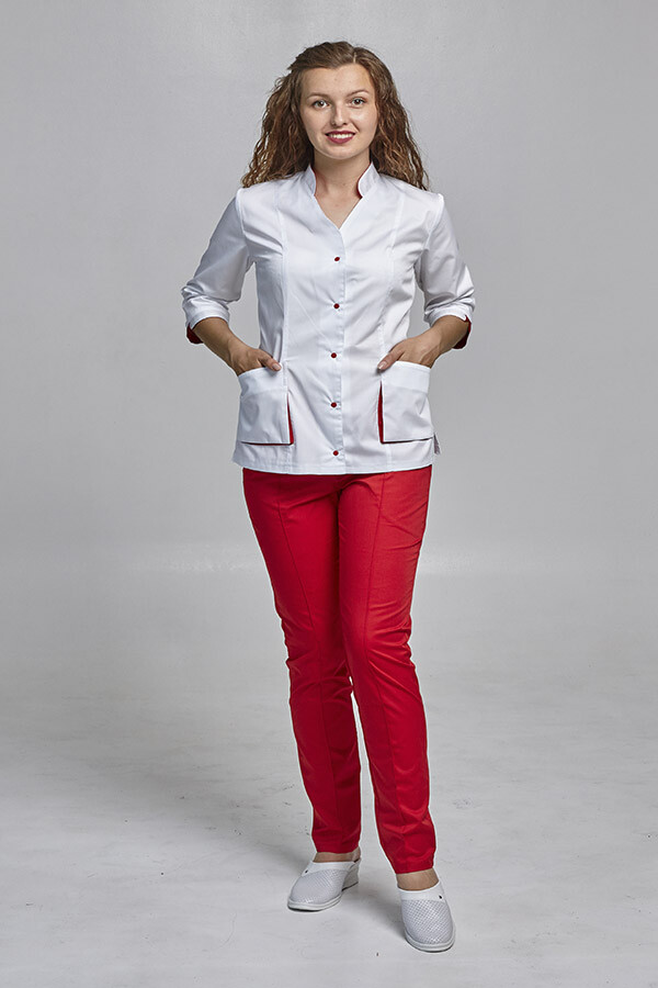 Diana+Br. skinny suit. COTTON. White / red (544663) фото 2