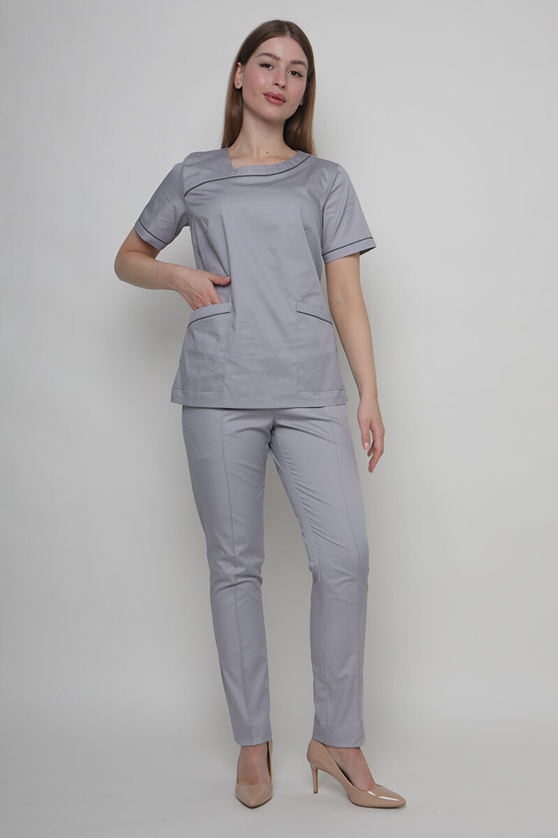 Костюм женский медицинский Моник, зауженные брюки. Дым (5436956) фото 1