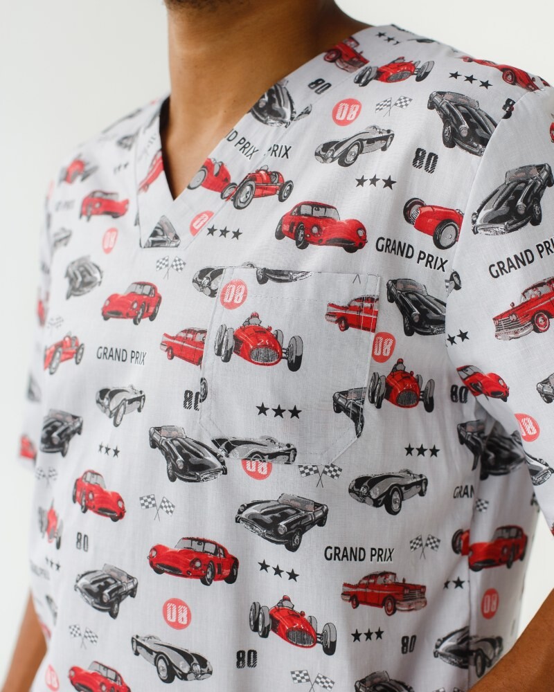 Медицинский костюм с принтом мужской Гранит Мото серый/белый 131-408-805 (6613725) фото 6