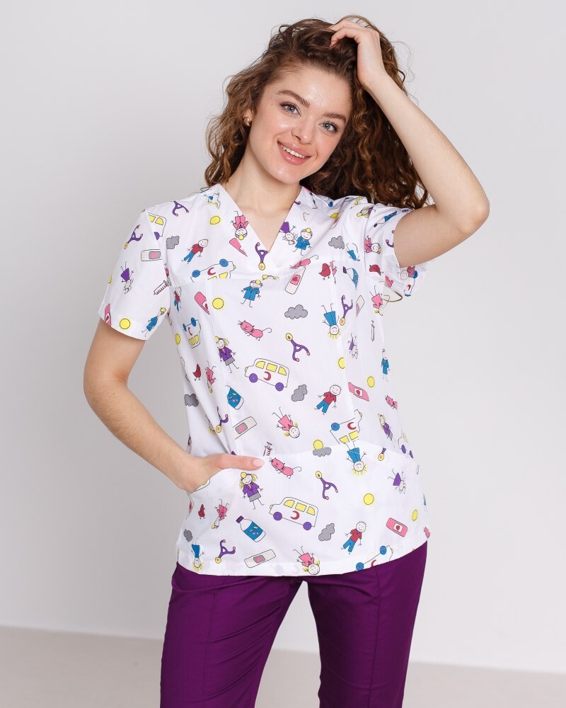 Medical shirt women's Topaz print MediKids 126-324-774 (6613486) фото 1