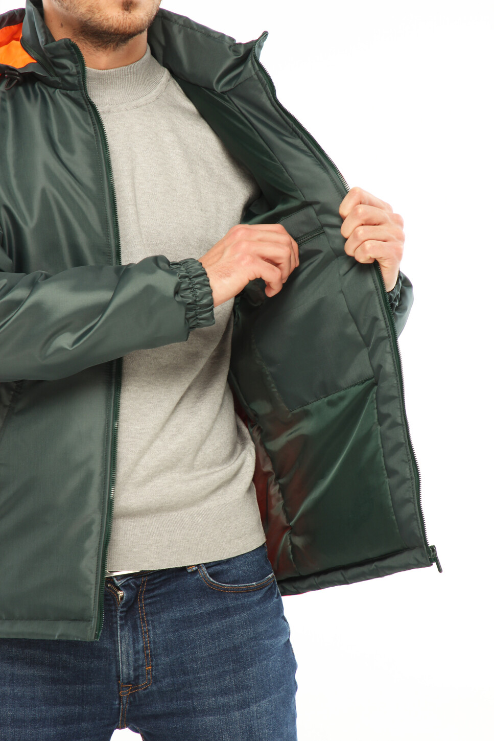 Demi-season jacket - green with orange (180027) фото 5