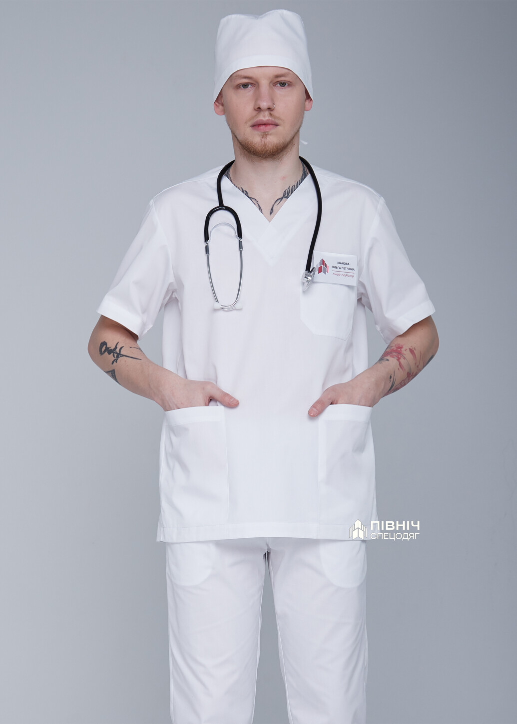 Surgical shirt for men "Yuri" white (3399136) фото 3