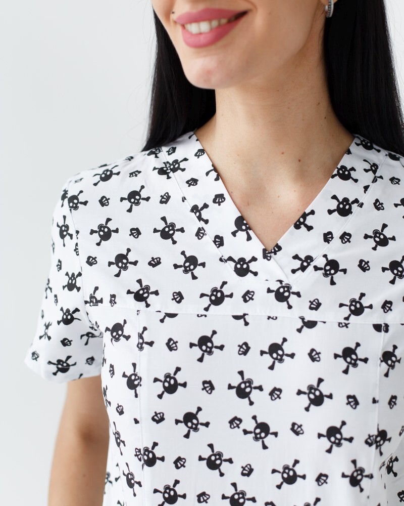 Medical Shirt Women's Topaz Skull Print Black 164-324-666 (6613487) фото 3