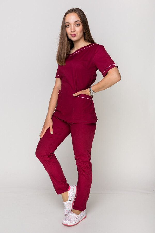 Костюм Монік, жіночий медичний, завужені штани. Марсал (5410152) фото 1