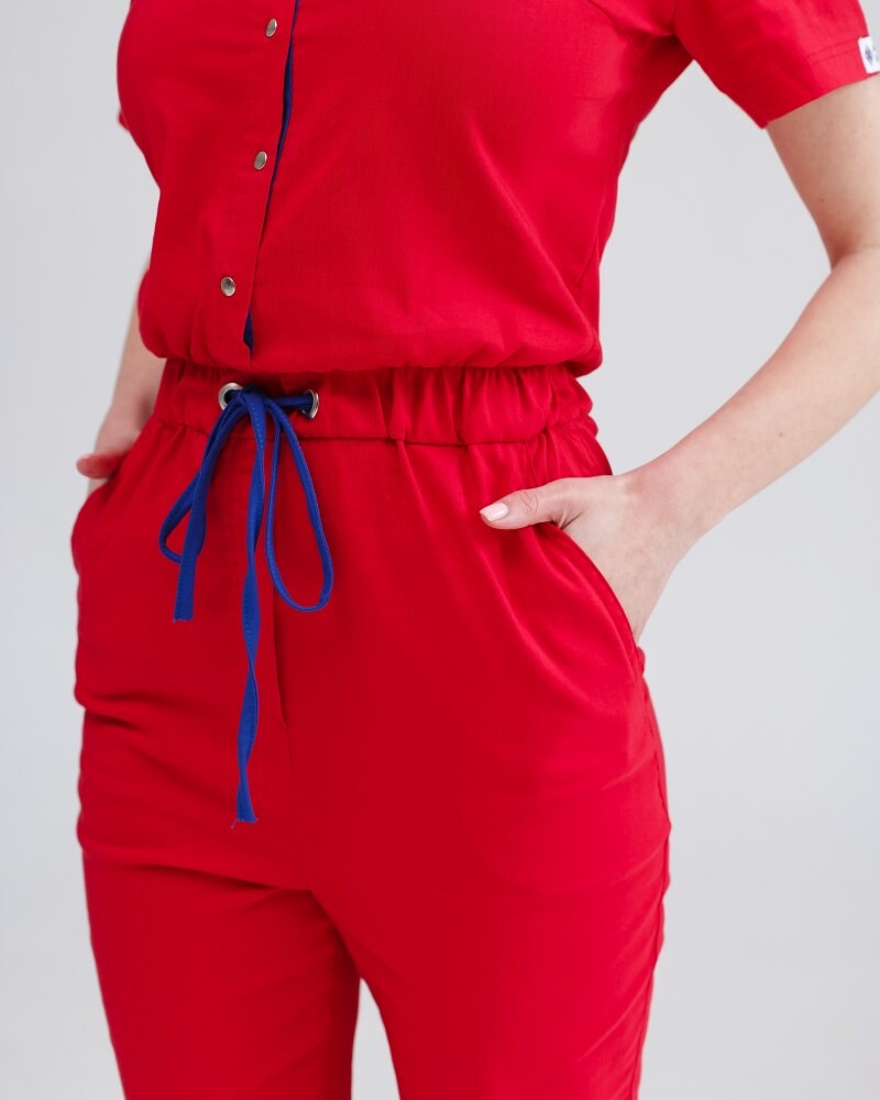 Medical coveralls women's Dallas red with blue stitching 127-339-715 (6613210) фото 4