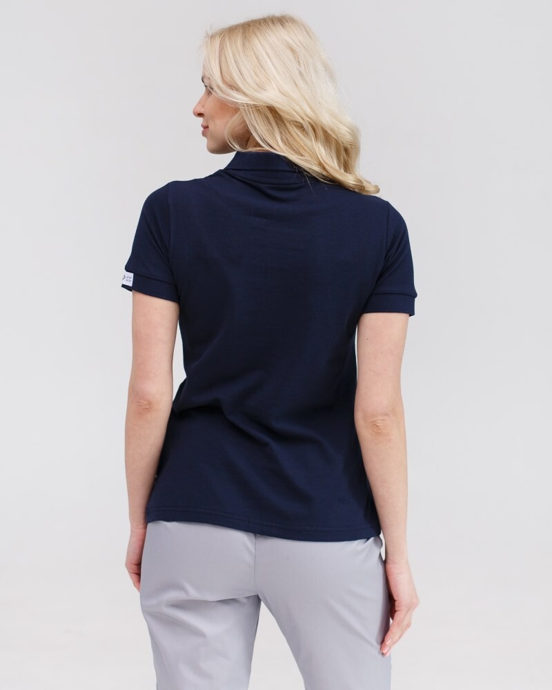 Медицинское поло женское синее с вышивкой Зубик 147-322-636 (6613388) фото 3