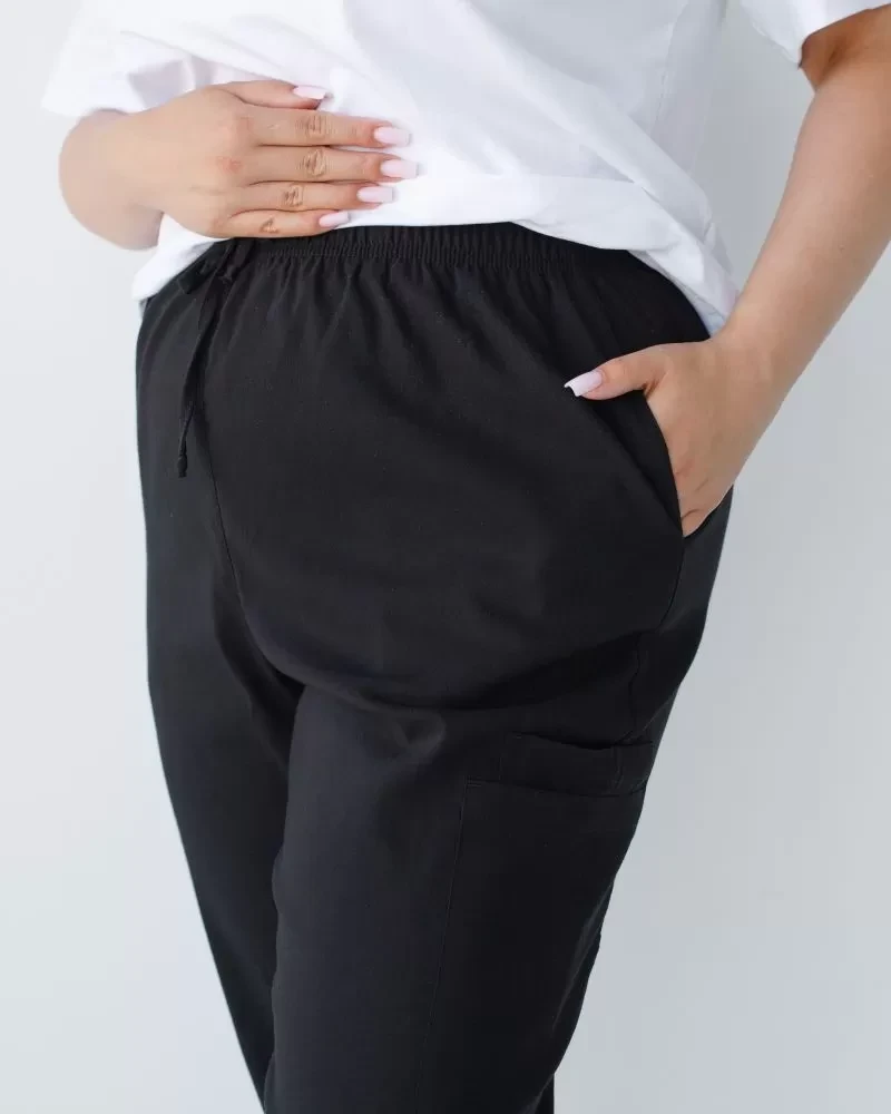 Медицинские штаны женские джоггеры стрейч черные +SIZE 501-321-730 (6637768) фото 3