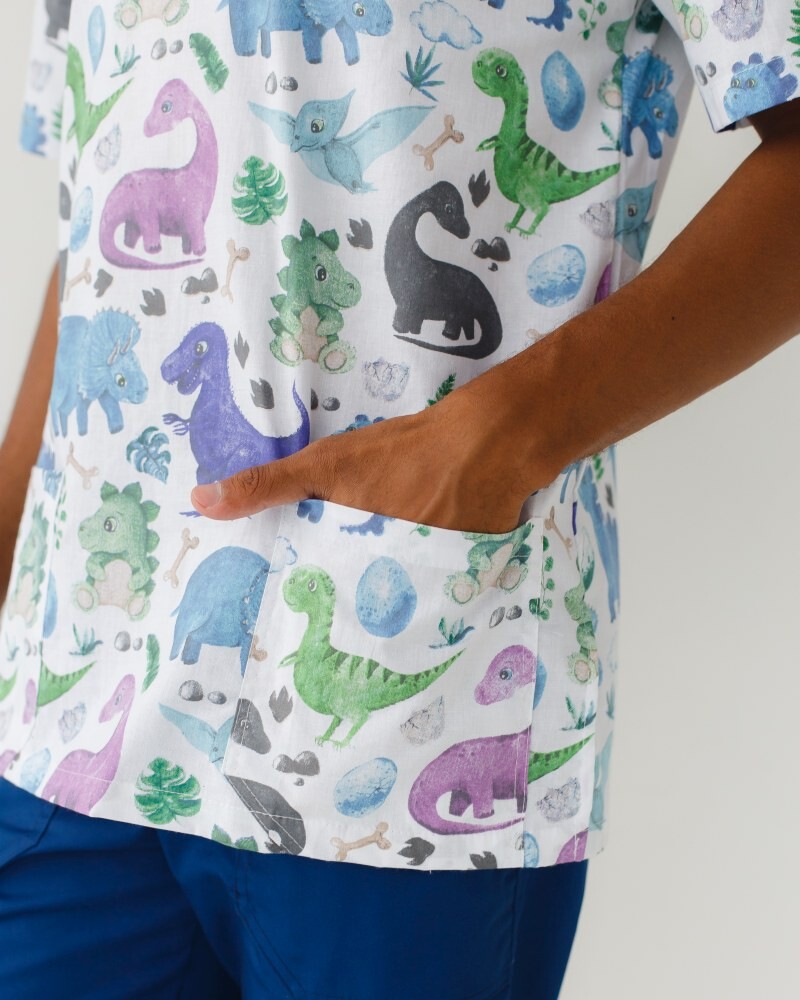 Медицинский костюм с принтом мужской Гранит Динозавры синий/белый 131-322-859 (6613727) фото 7