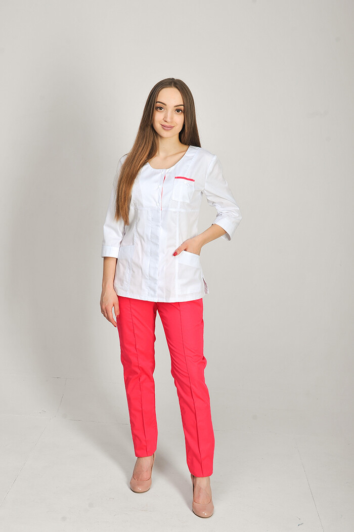 Flamingo+ Br. skinny suit. COTTON. White / coral (544647) фото 1