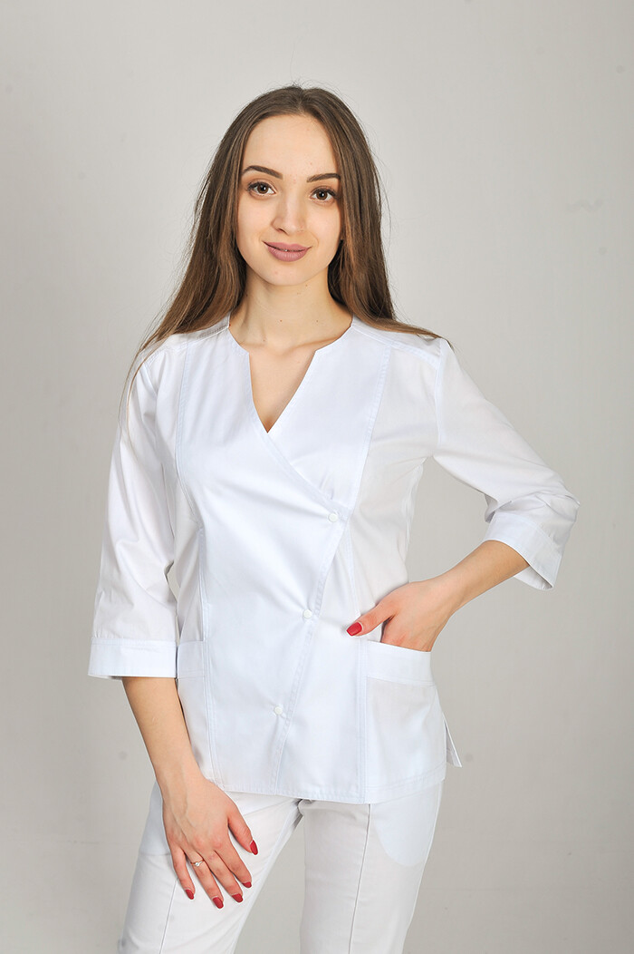 Костюм медицинский Стрелка+ Бр. зауженные. COTTON. Белый (544675) фото 3