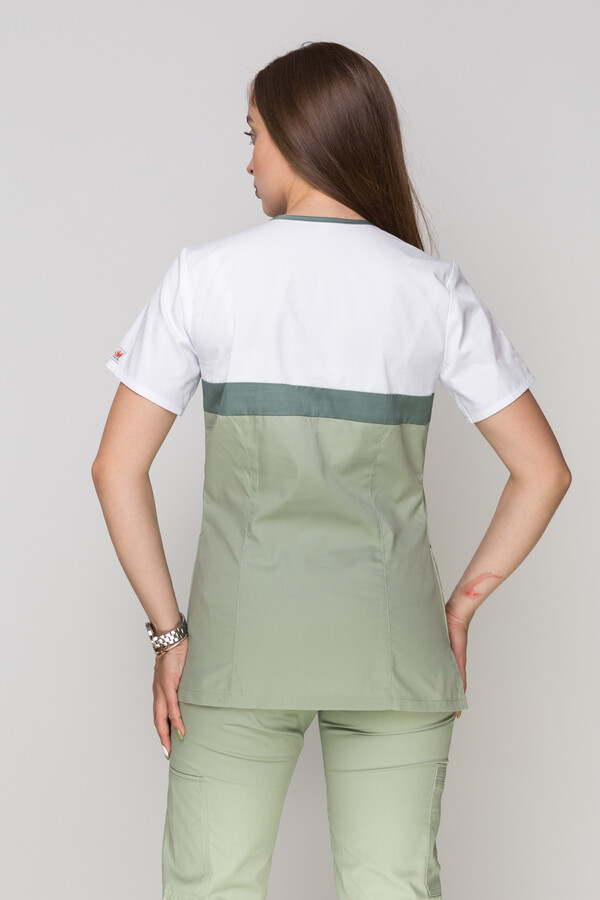 Костюм медицинский Лидия +Бр. Вирджиния. COTTON. Белый / фисташка (5410113) фото 9